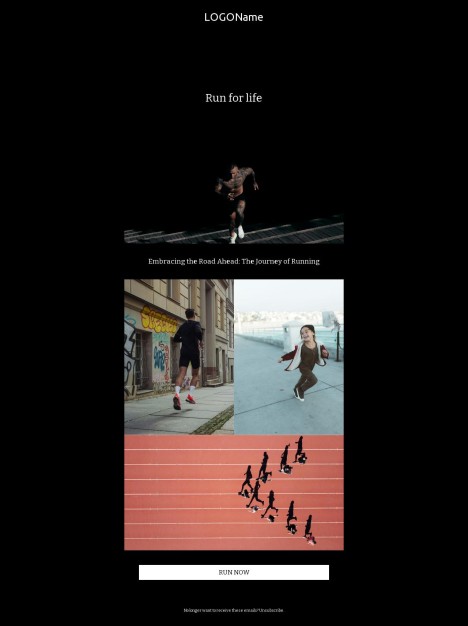 Email template preview of template: Run for life