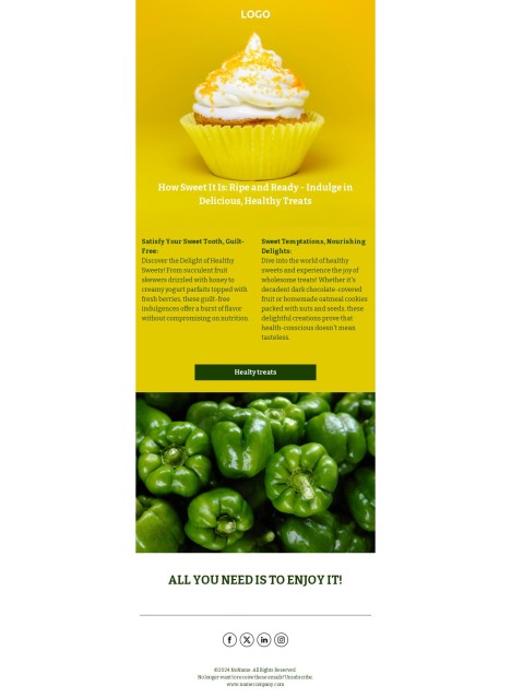 Email template preview of template: Healthy Treats