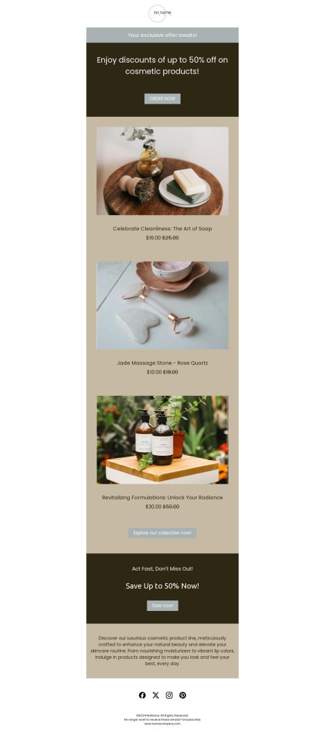 Email template preview of template: Beauty product