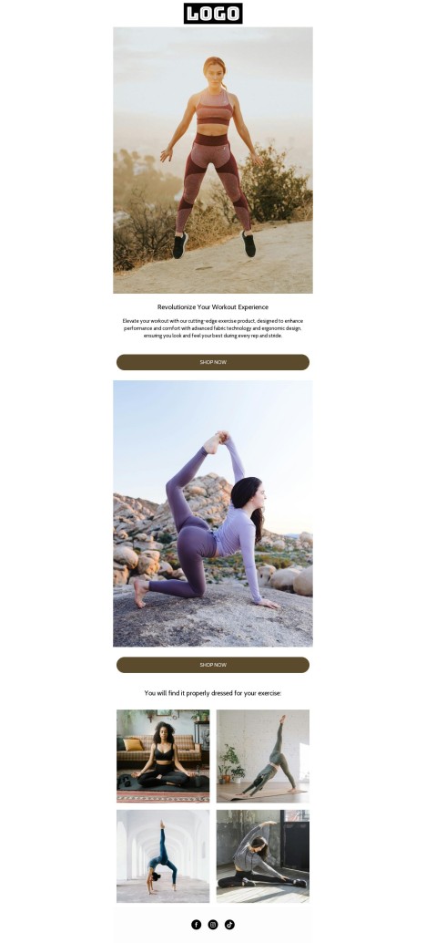 Email template preview of template: Fitness product