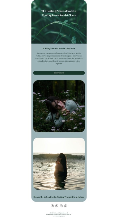 Email template preview of template: The Healing Power of Nature Design