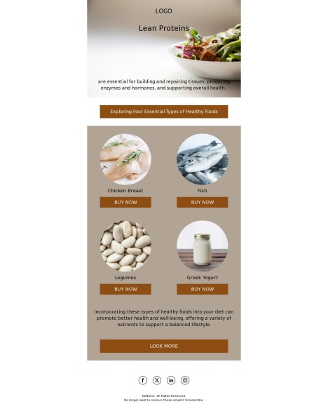 Email template preview of template: Food Lean Proteins
