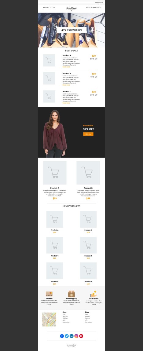 Email template preview of template: John Street Promotion