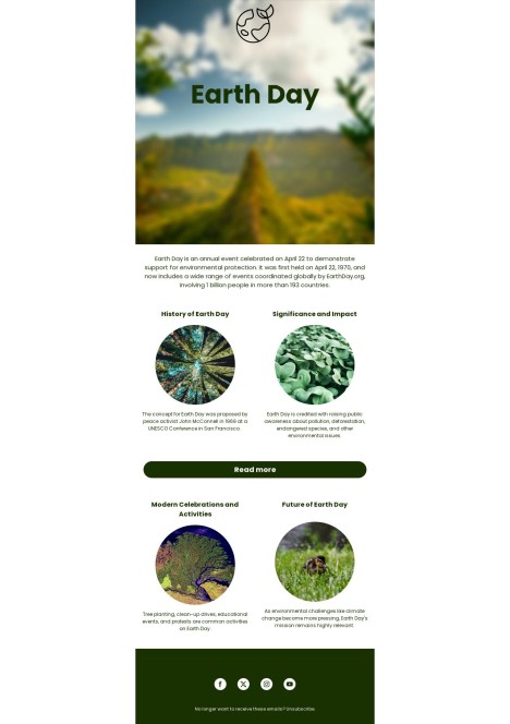 Email template preview of template: Earth Day