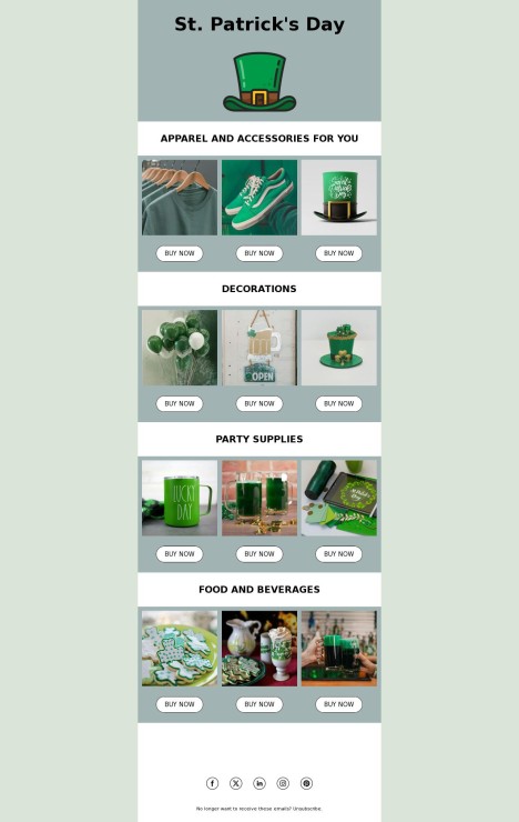 Email template preview of template: St. Patrick's Day