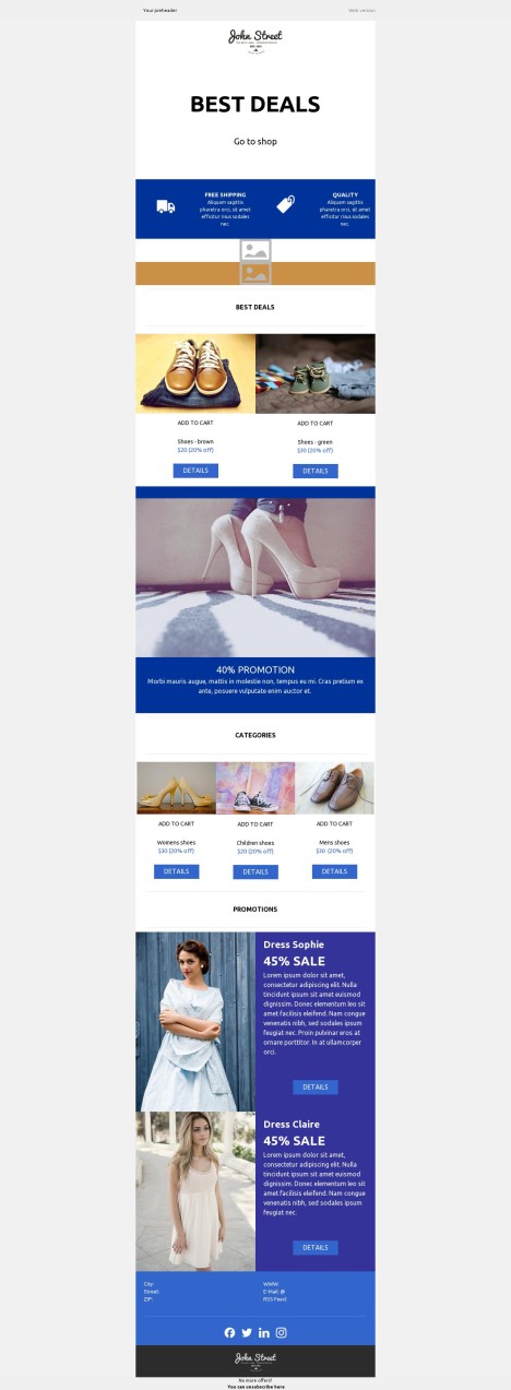Email template preview of template: Sophisticated Fashion Sale Email Template
