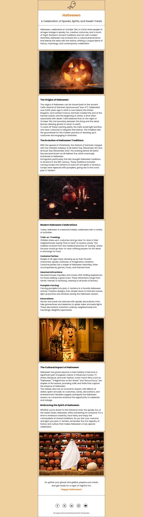 Email template preview of template: Halloween A Celebration of Spooks