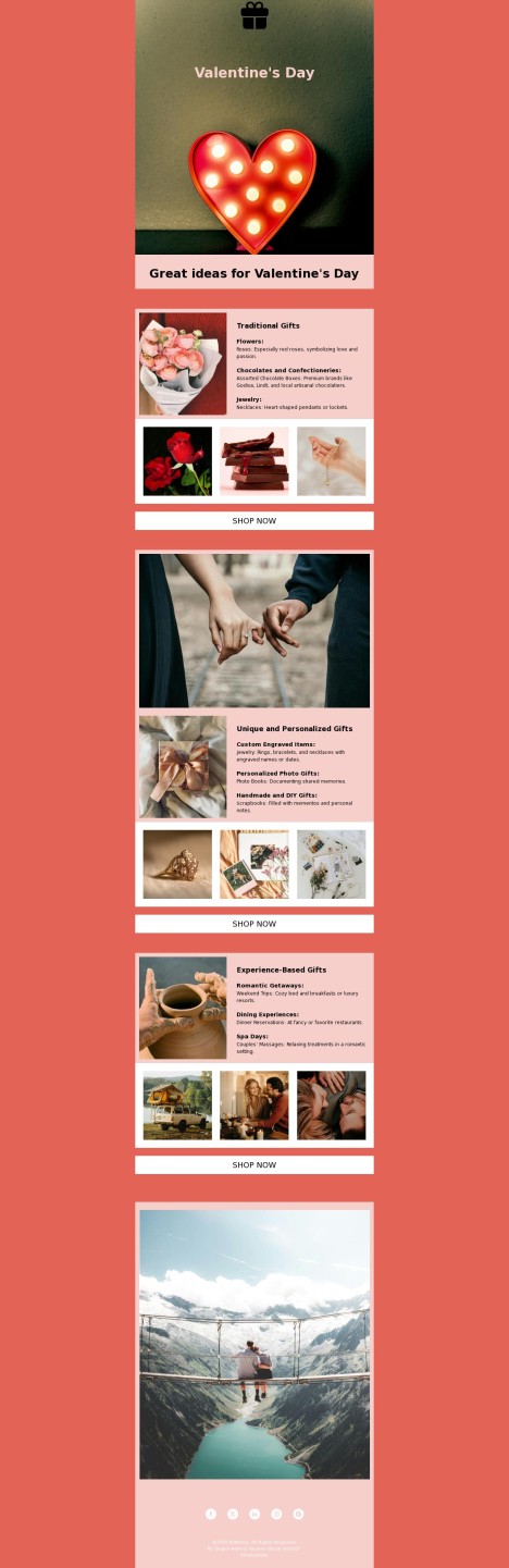 Email template preview of template: Great ideas for Valentine's Day