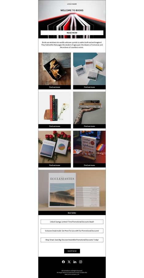 Email template preview of template: School books