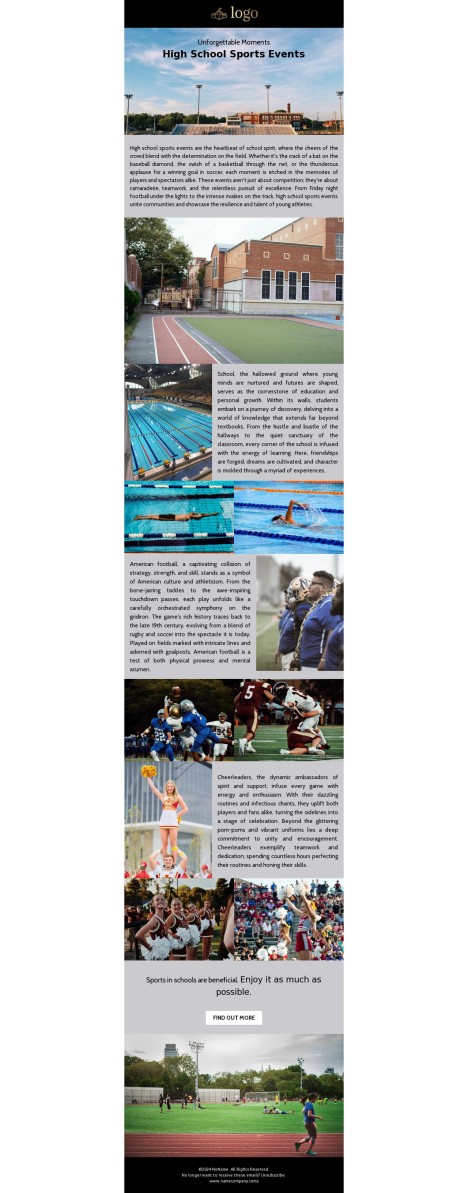 Email template preview of template: High School Sports