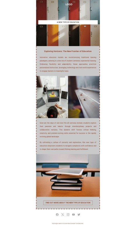 Email template preview of template: New type of education