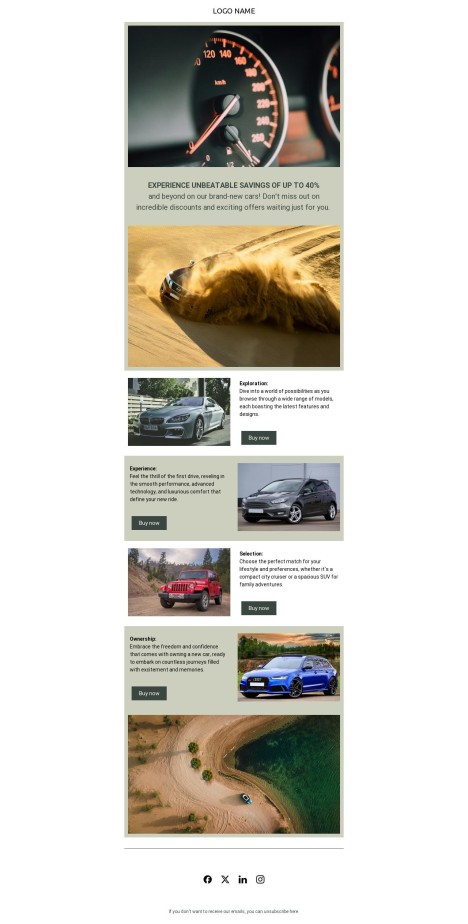 Email template preview of template: Cars sale