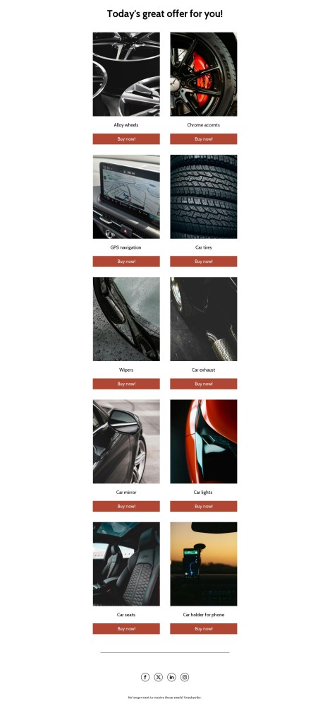Email template preview of template: Product for car