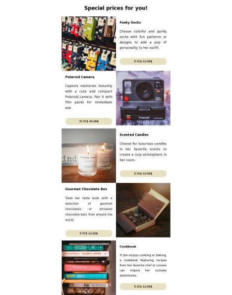 Email template preview of template: Gifts idea