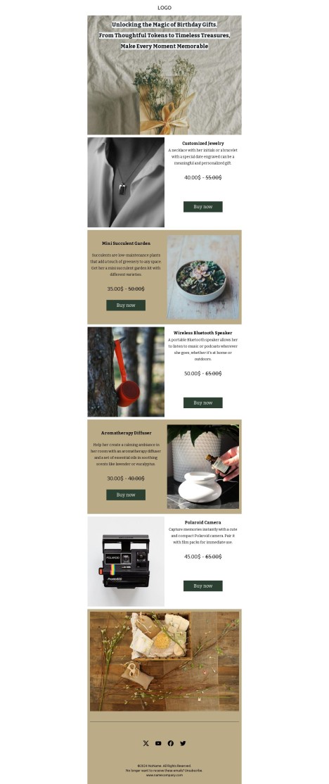 Email template preview of template: Unlocking the Magic of Birthday Gifts