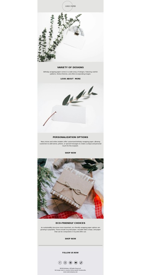 Email template preview of template: Birthday wrapping paper