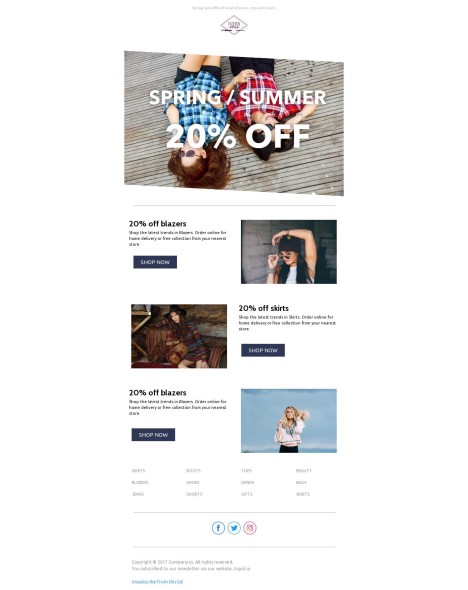Email template preview of template: Spring Sale