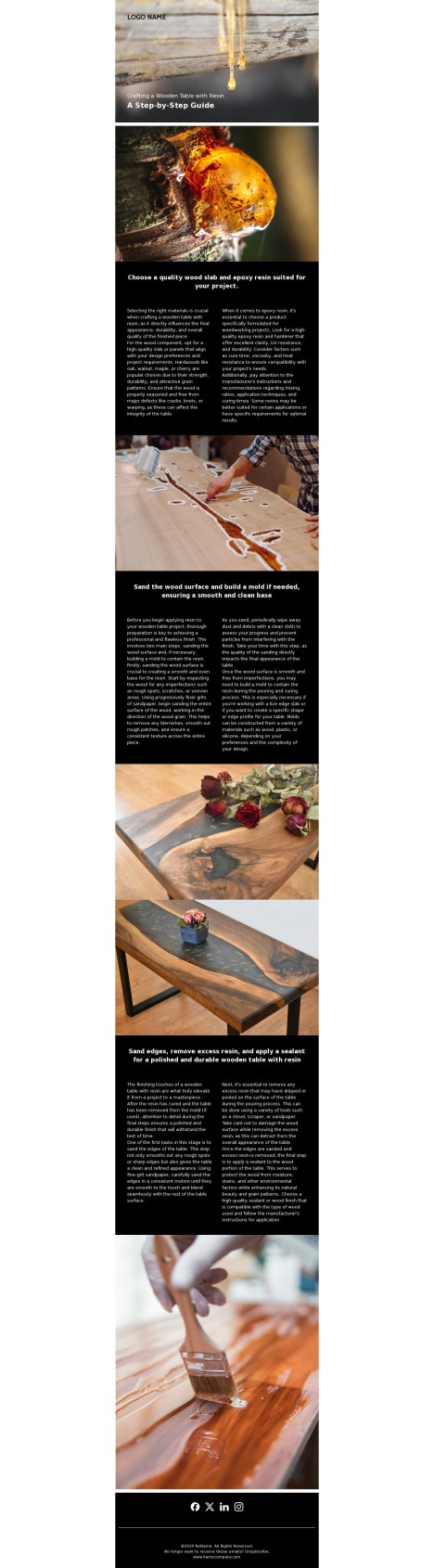 Email template preview of template: Wooden Table with Resin