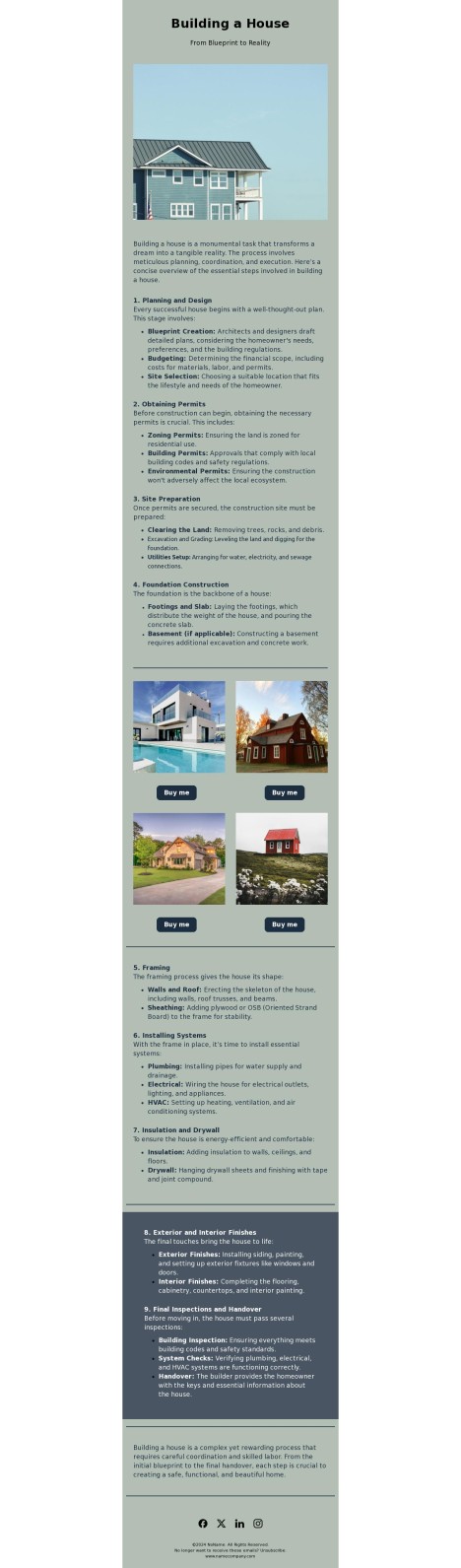 Email template preview of template: Building a House