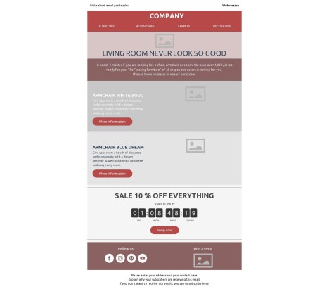 Email template preview of template: Living Room Never Looked So Good