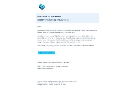Email template preview of template: Welcome -Transactional