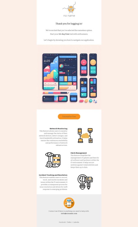 Email template preview of template: Welcome -Transactional
