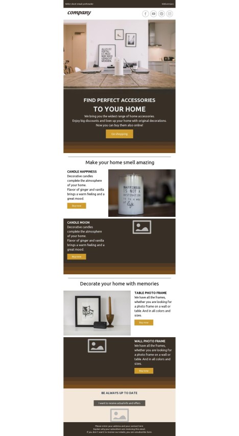 Email template preview of template: Exclusive Home Decor Collection