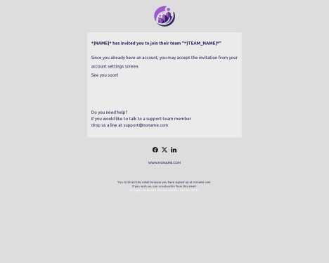 Email template preview of template: Transactional - team invitation