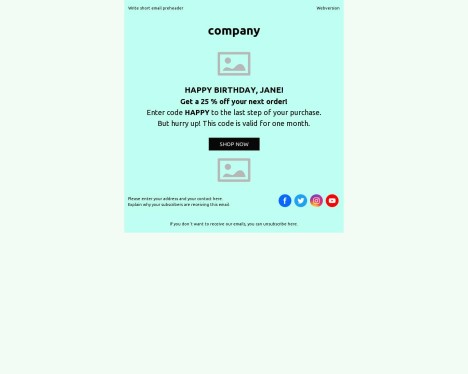 Email template preview of template: Happy Birthday