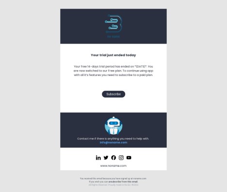 Email template preview of template: Trial expired