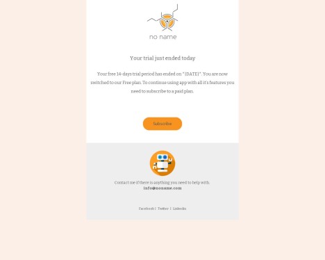 Email template preview of template: Trial expired