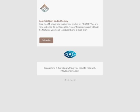 Email template preview of template: Trial expired