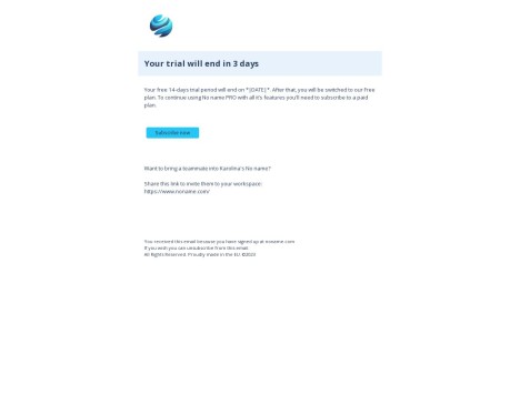 Email template preview of template: Trial expiring