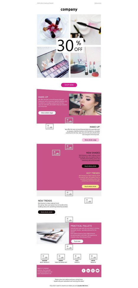 Email template preview of template: Exclusive Beauty and Makeup Sale