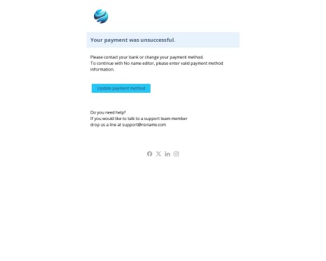 Email template preview of template: Payment declined