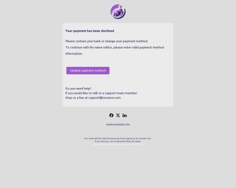 Email template preview of template: Payment declined