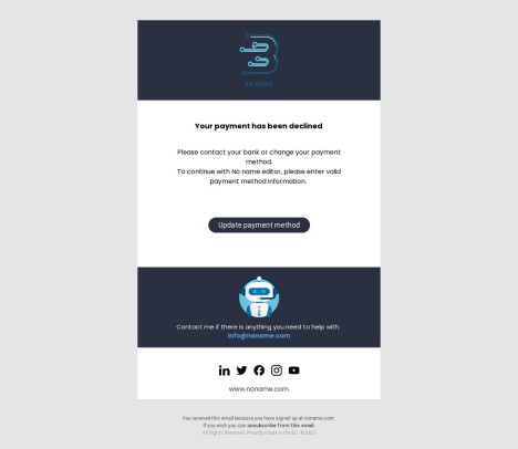 Email template preview of template: Payment declined