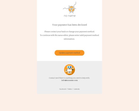 Email template preview of template: Payment declined