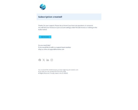 Email template preview of template: Subscription created