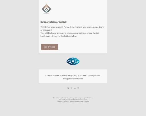 Email template preview of template: Subscription created