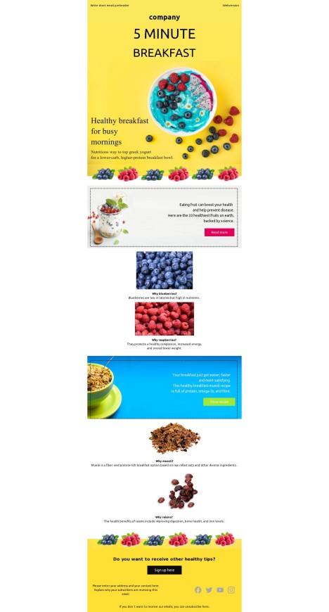 Email template preview of template: 5 Minute Breakfast