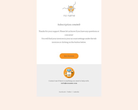 Email template preview of template: Subscription created