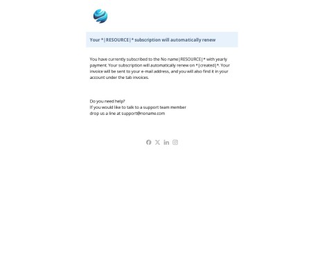 Email template preview of template: Subscription renewal
