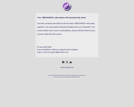 Email template preview of template: Subscription renewal