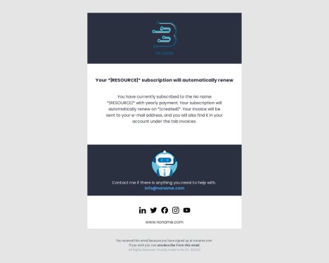 Email template preview of template: Subscription renewal