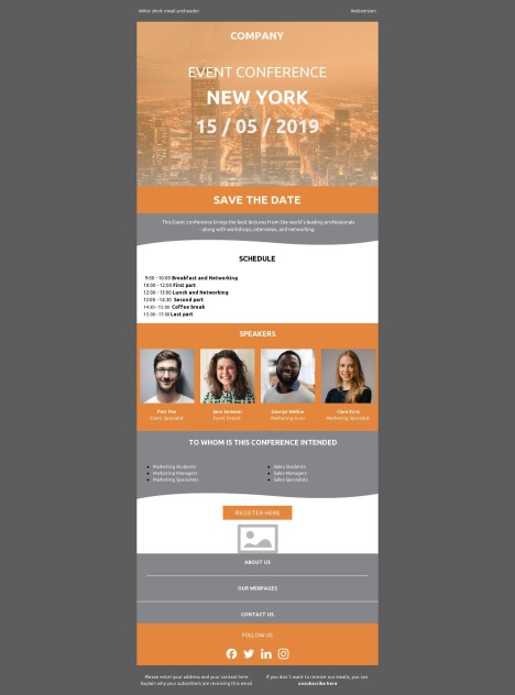 Email template preview of template: Conference Event