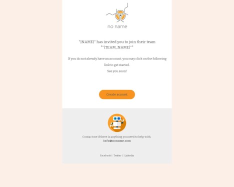 Email template preview of template: Team invitation for not existing user