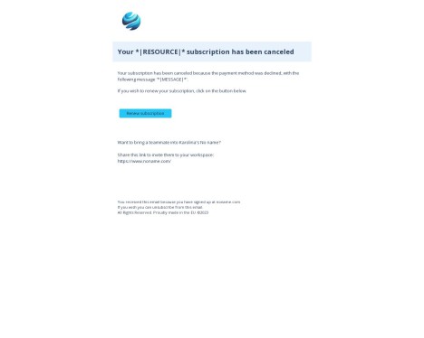 Email template preview of template: unpaid subscription canceled