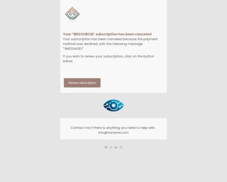 Email template preview of template: Unpaid subscription canceled