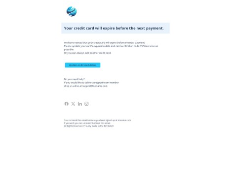 Email template preview of template: Expired card